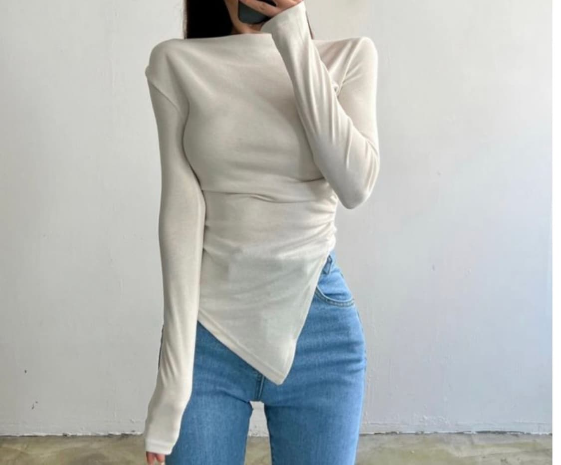 언발 셔링 티셔츠 (F) 상품이미지1