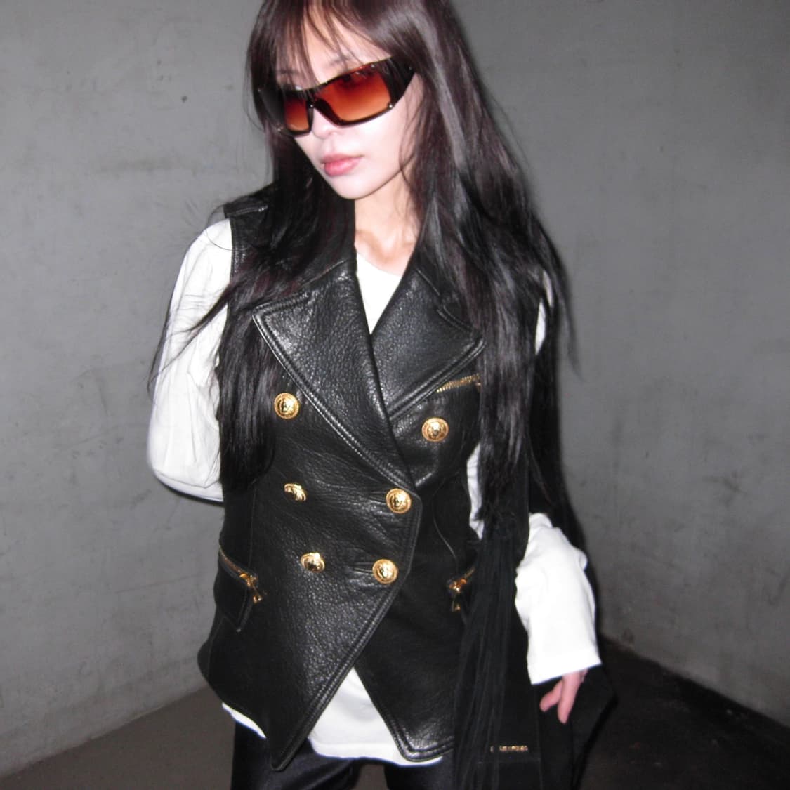 (레어) 2010 아카이브 발망 가죽 나폴레옹 버튼 베스트 상품이미지6