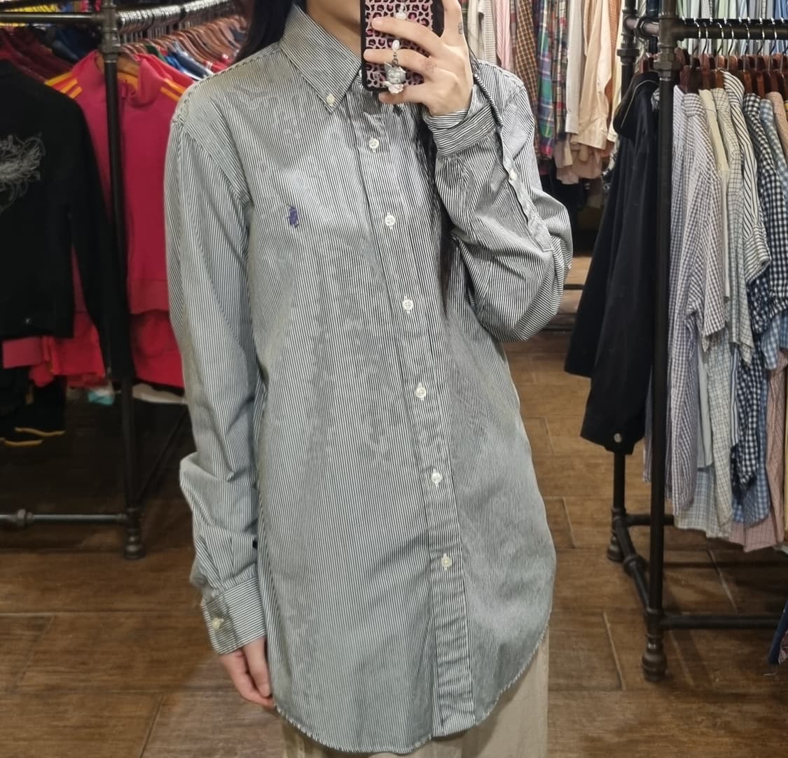 [Hi] polo 폴로 긴팔 스트라이프 셔츠 블랙 상품이미지3