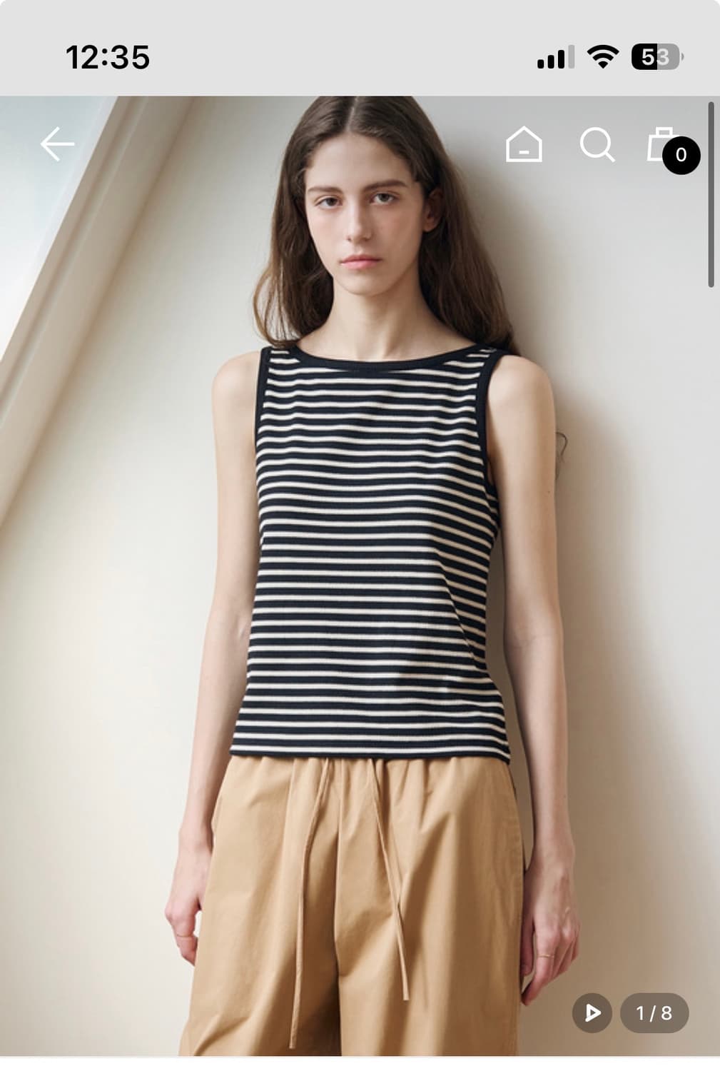 드로우핏 우먼 백오픈 보트넥 슬리브리스탑 black stripe 상품이미지1