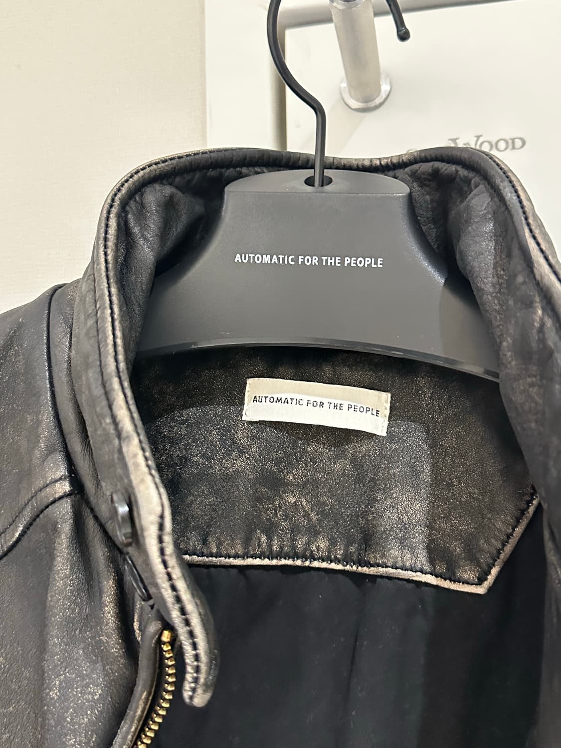 오토매틱포더피플 파이핑 레더 자켓 블랙 상품이미지4