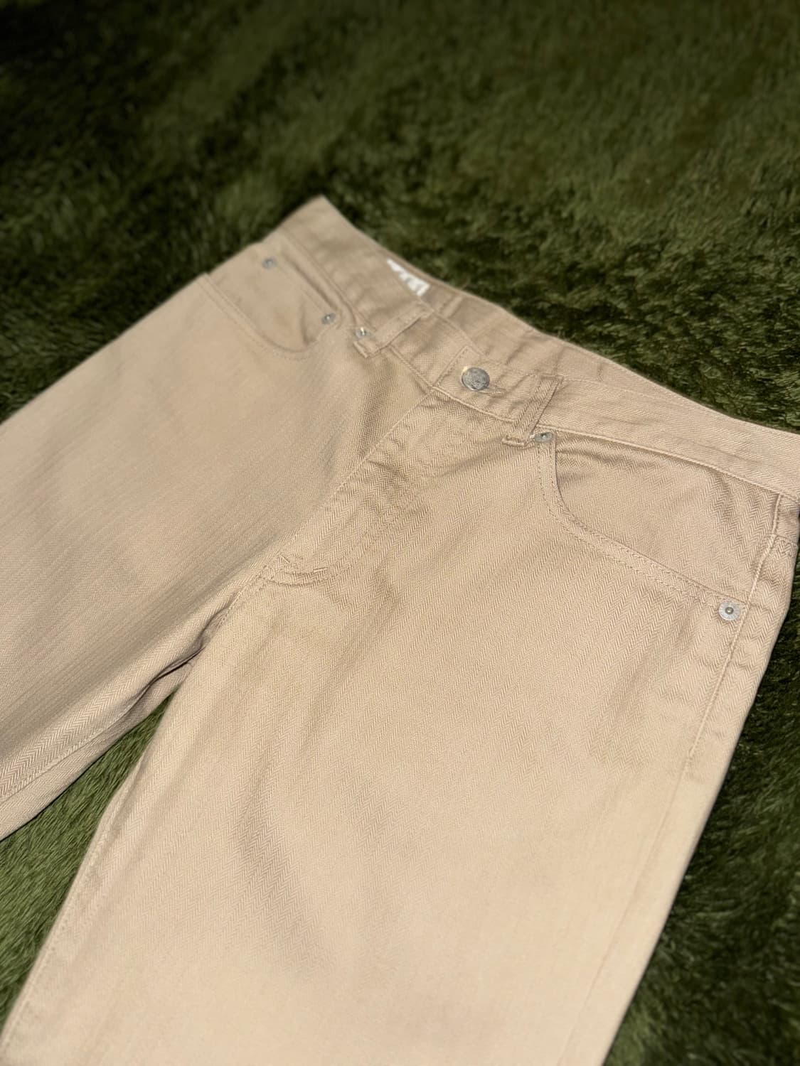 [2] 타케오 키쿠치 헤링본 5포켓 코튼 팬츠 베이지 상품이미지2