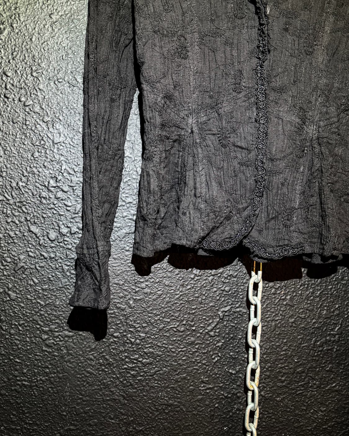 Black Lace-edged Shirt Jacket 상품이미지5