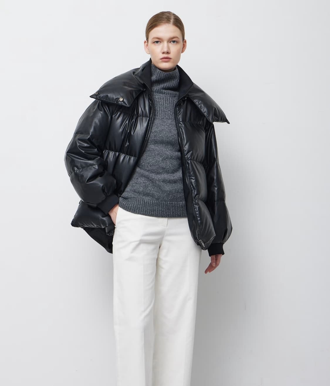 스튜디오톰보이 에코레더 구스다운 패딩 22년 상품이미지2