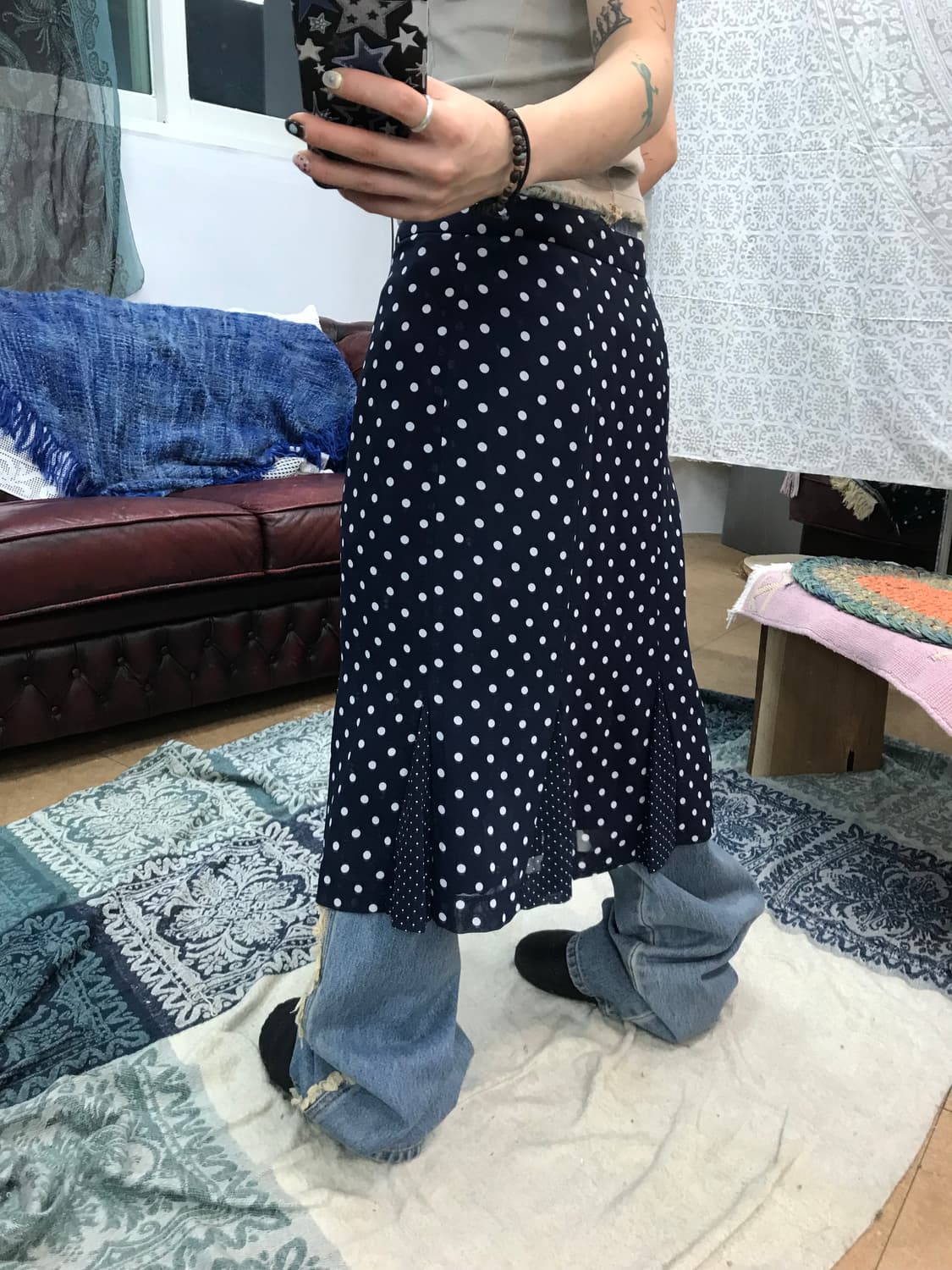 여성 빅사이즈 도트 미니스커트  상품이미지2