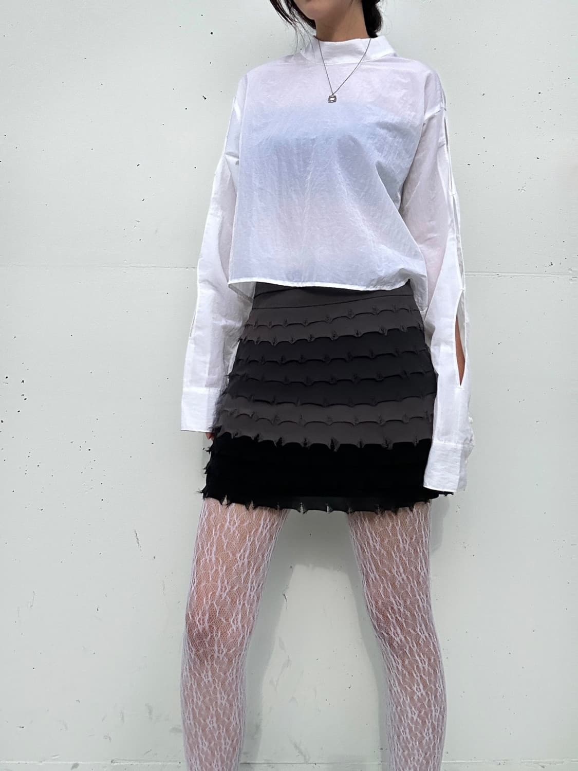 Wave color block mini skirt 상품이미지1