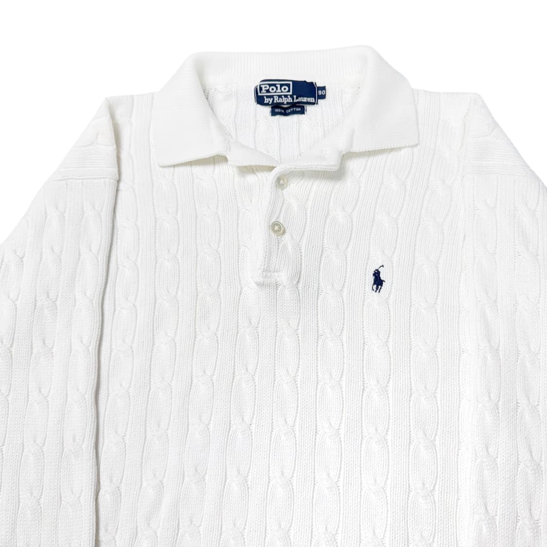 (90) 폴로 랄프로렌 케이블 카라 니트 화이트  상품이미지2