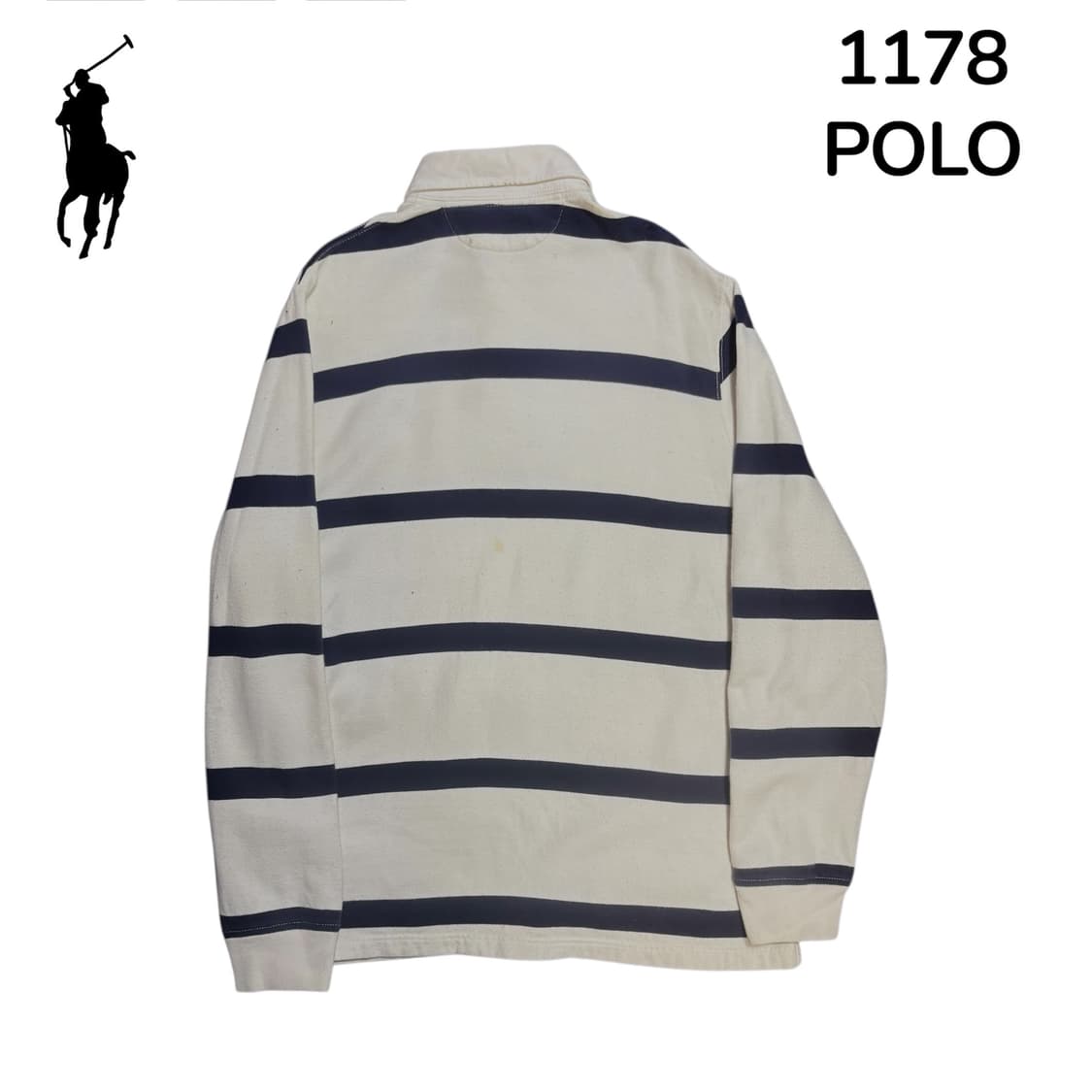 폴로 화이트 네이비 스트라이프 럭비티 L 상품이미지3