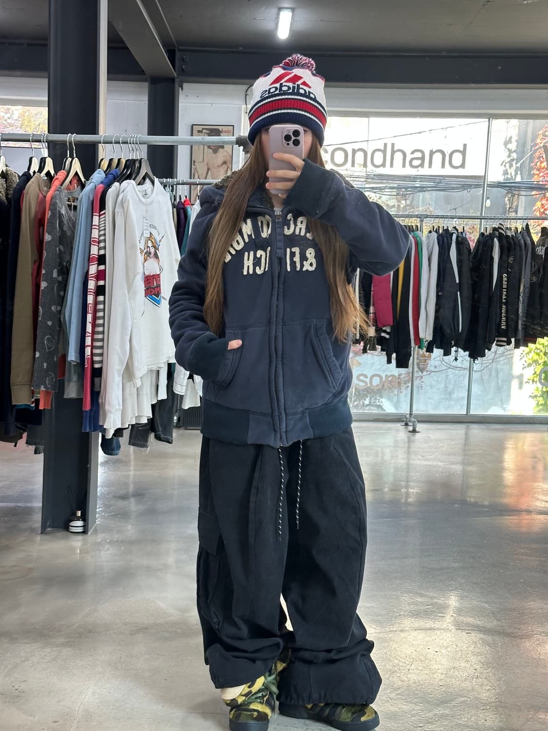 아베크롬비 울프죠 양털 후드집업자켓 네이비 상품이미지3