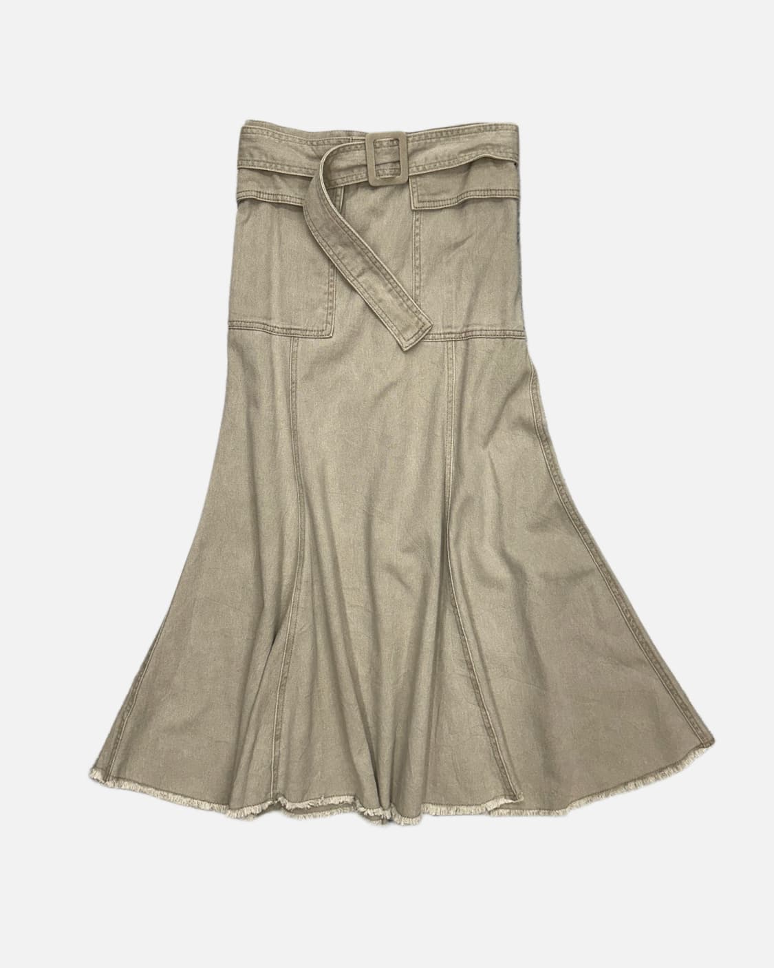 beige belted flare skirt 상품이미지1