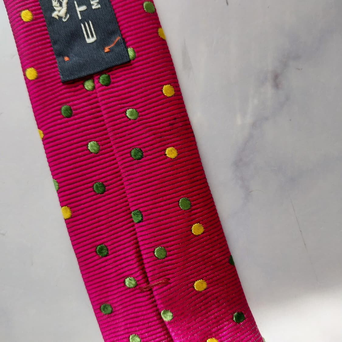 에트로 실크 핫핑크 도트 패턴 넥타이 9.9cm A+~A등급 K2300 상품이미지10