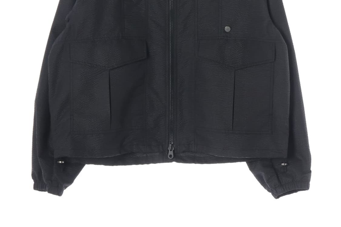 애드오프 시어서커 스트링 후드 점퍼 블랙 M 상품이미지4