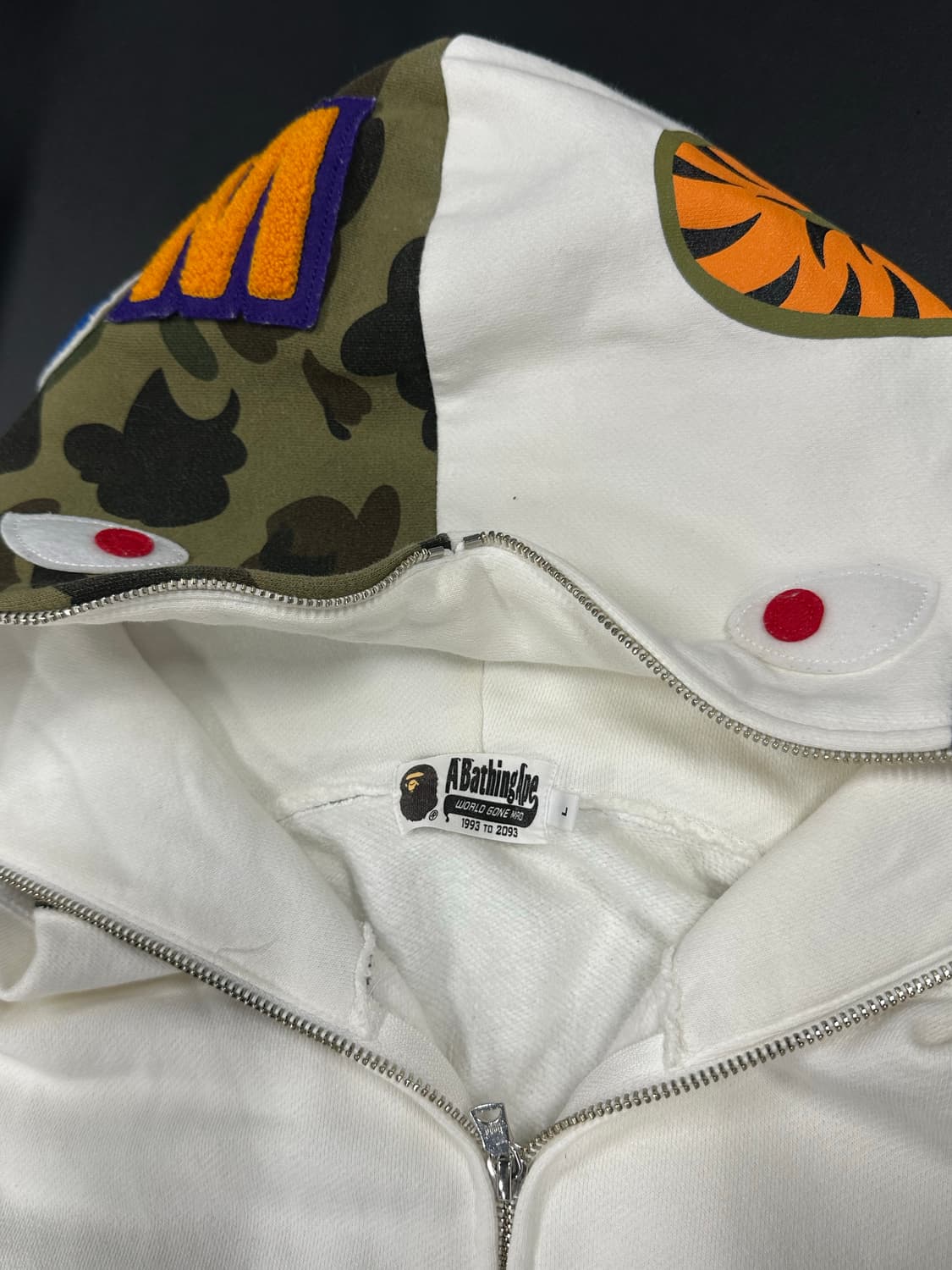 베이프 화이트 샤크 풀 집업 후드 상품이미지5