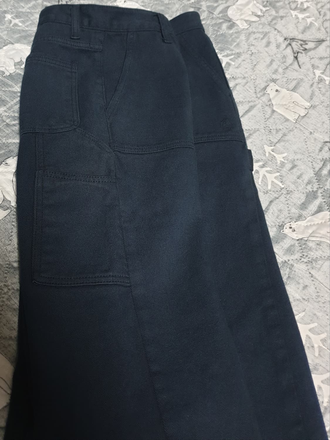 SIYAZU 뉴 와이드 기모 카펜터 팬츠 네이비 (L) 상품이미지3