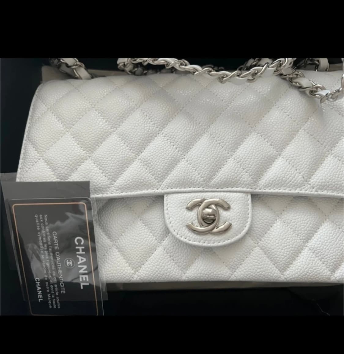 샤넬 클래식 플립백 화이트 캐비어 은장 상품이미지2