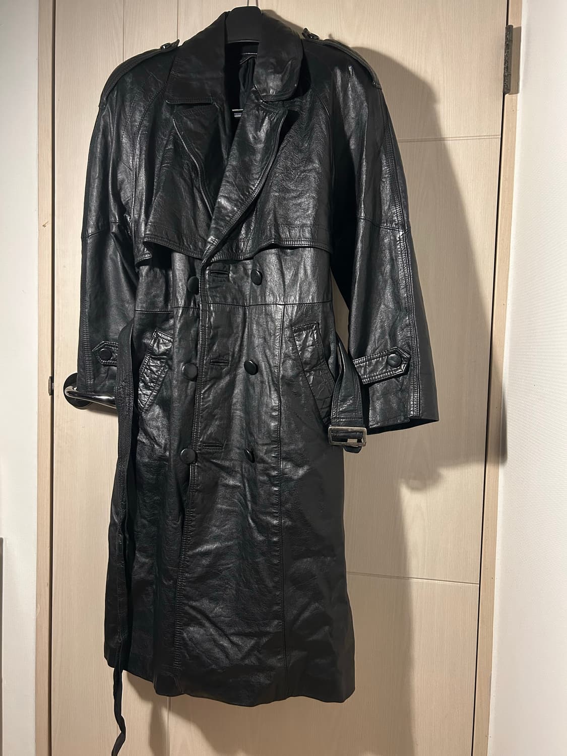 Sheep Skin Leather Long Trench Coat 상품이미지1
