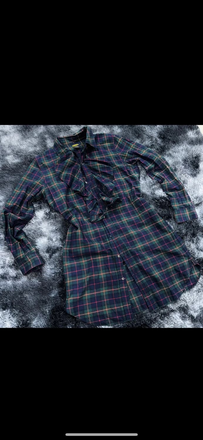 투티/0071 럭비 랄프로렌 타탄체크 셔츠 원피스 그린 상품이미지1