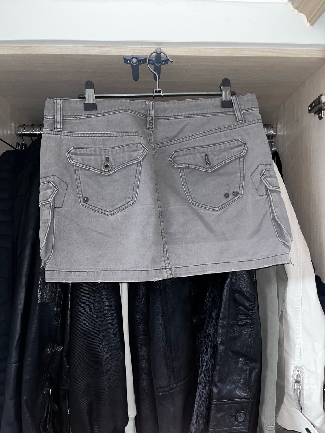 Y2k 펑크 스터드 포켓 디테일 카고치마 그레이 상품이미지2