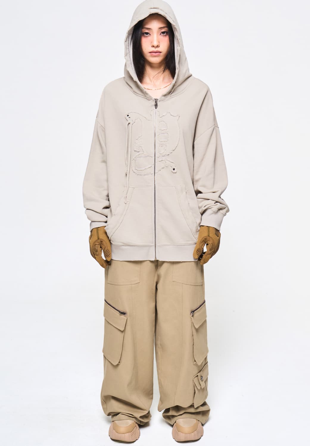 BACK TIE DETAIL ZIP-UP BEIGE 상품이미지6