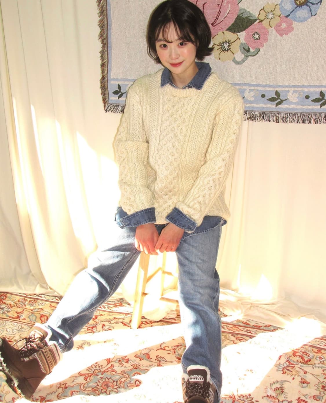 겨울 도톰 케이블 니트 아이보리 상품이미지2