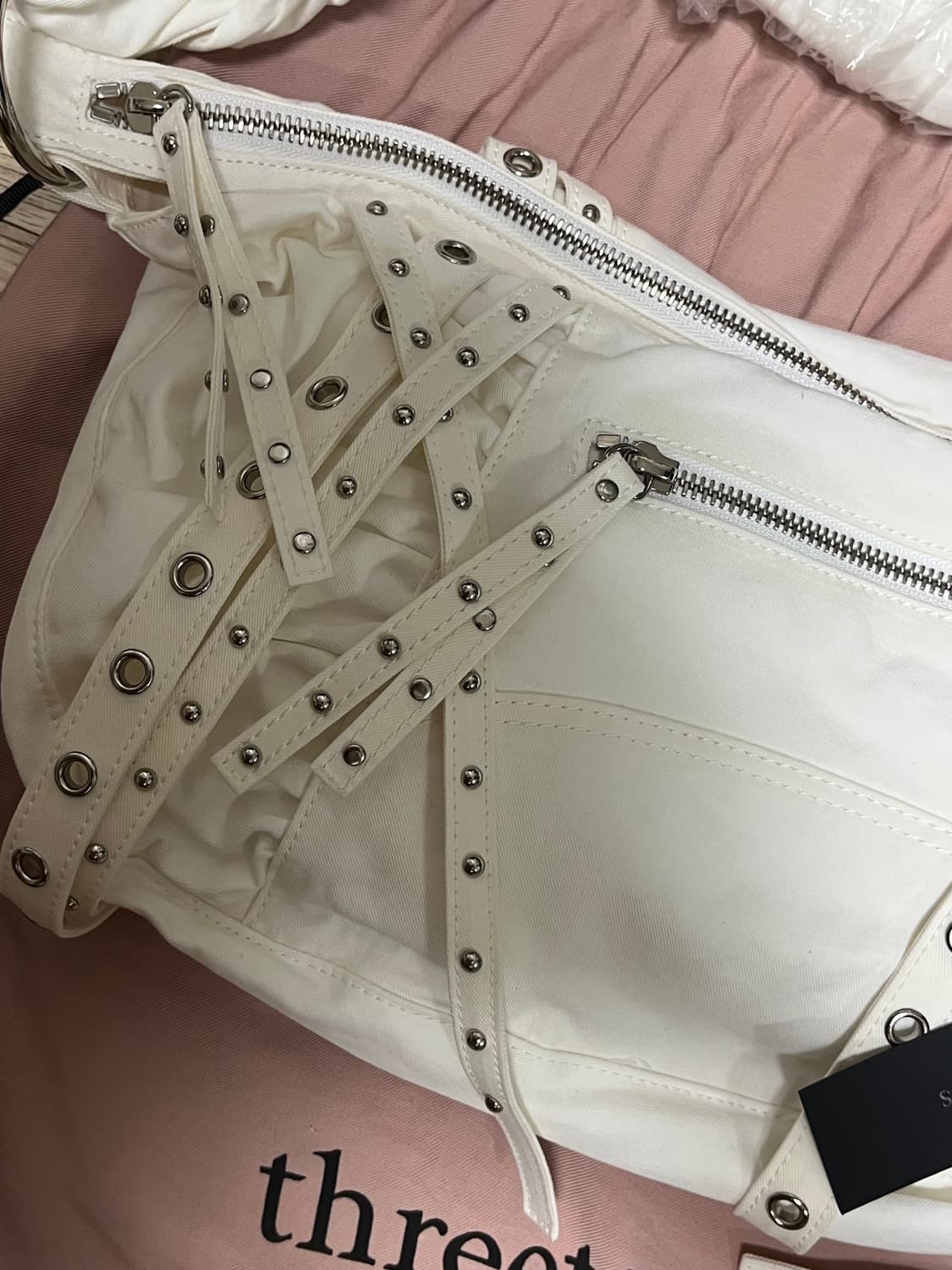 [유일매물] 쓰리타임즈 테이프 백 화이트 새상품 상품이미지5