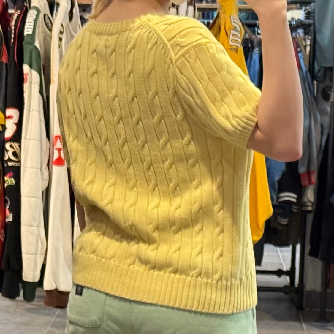 [NO.9] 폴로 꽈배기 반팔 니트 옐로우 상품이미지5