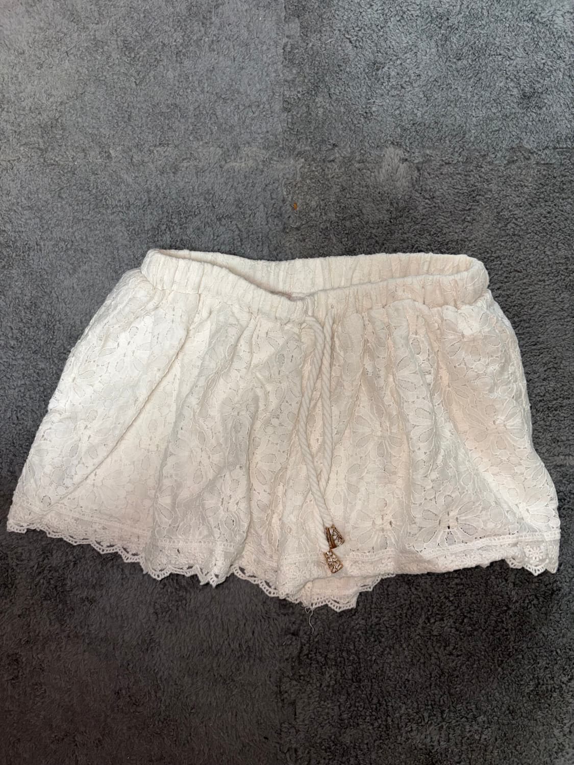 화이트 레이스 우드 풀밴딩 모리걸 숏팬츠 반바지 상품이미지2