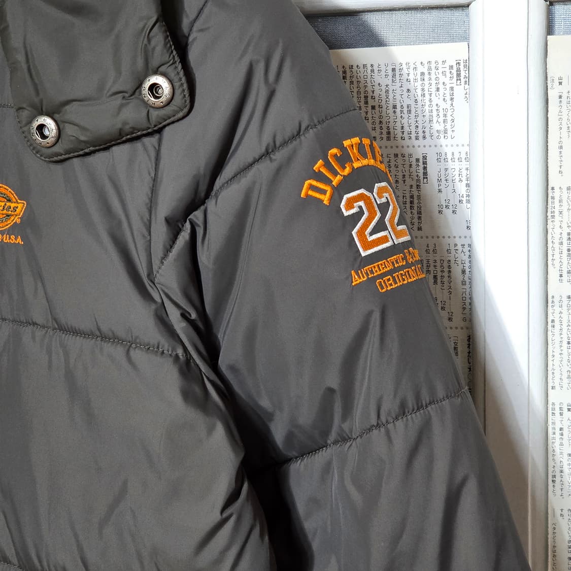 디키즈 카키그레이 미니 로고 후드 패딩 상품이미지4