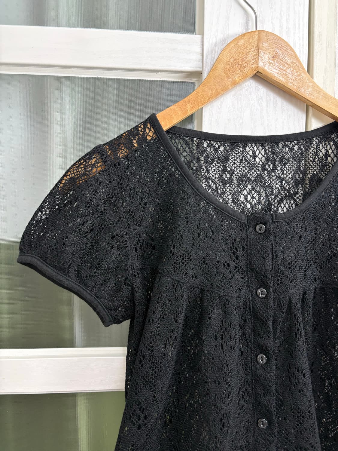 블랙 레이스 니트 가디건 상품이미지4