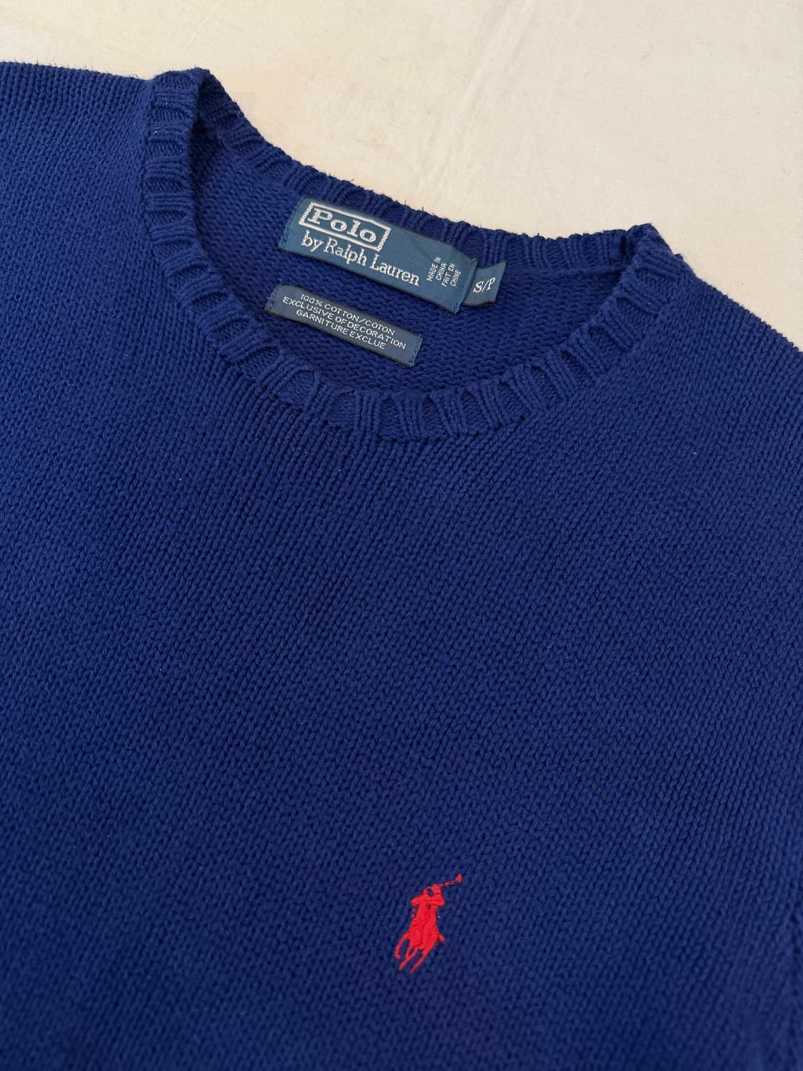 폴로 랄프로렌 라운드넥 코튼 니트 네이비 블루 상품이미지2