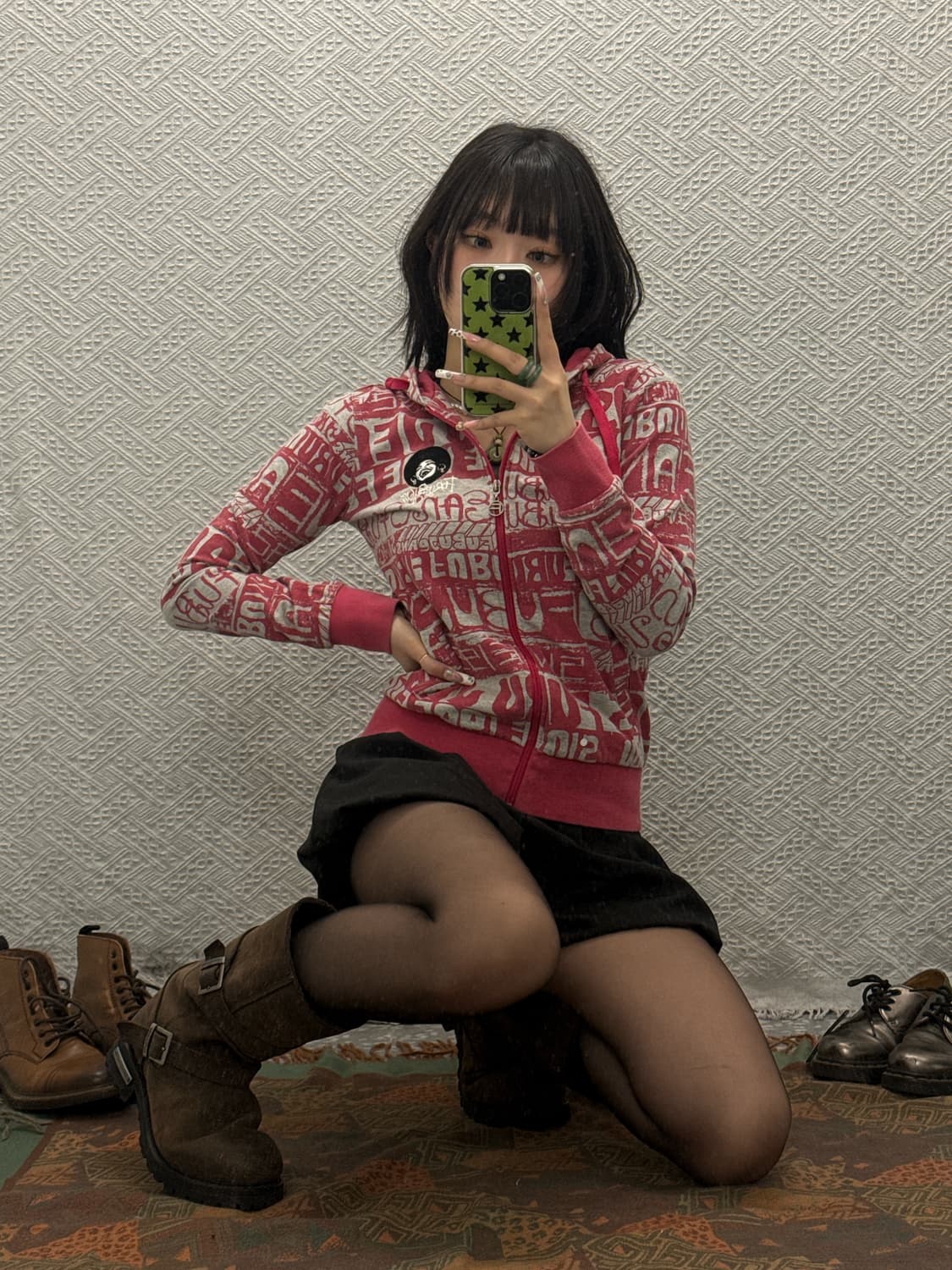 푸부 올드스쿨 레트로 Y2K 스트릿 펑크 후드집업 K0170 상품이미지1