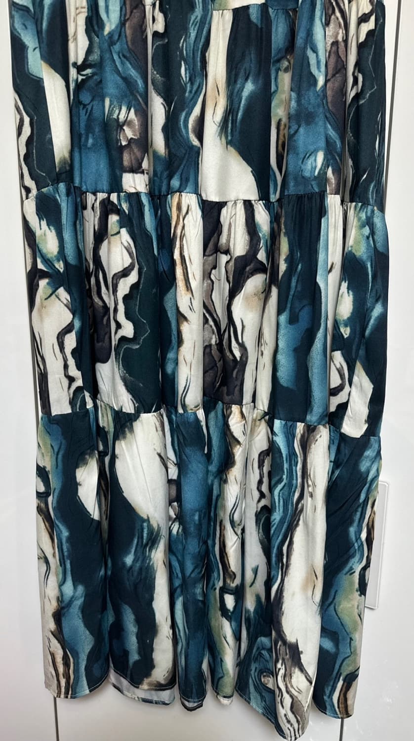 패턴 반팔 롱 원피스 상품이미지3