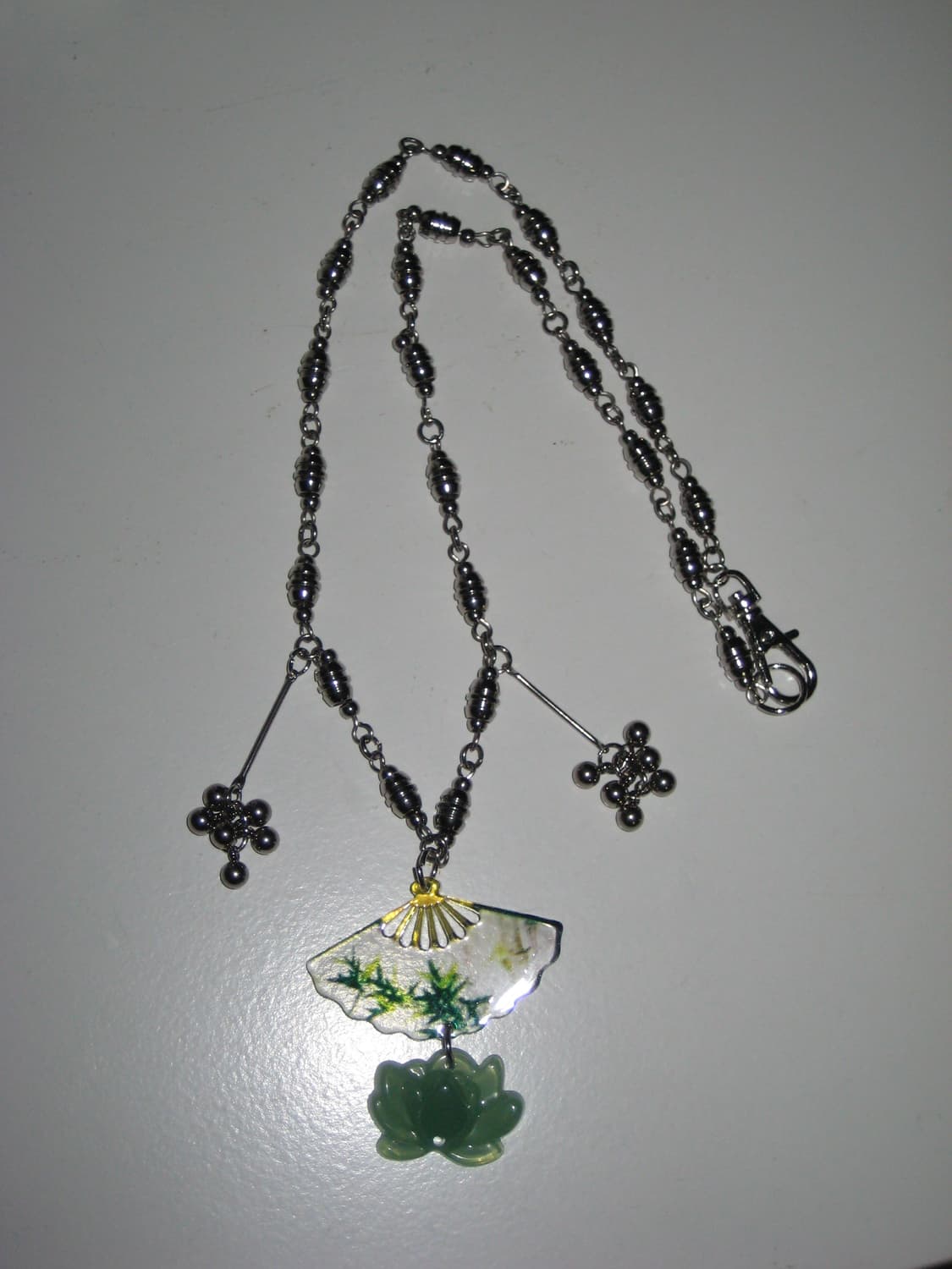 오리엔탈 부채 연꽃 동양풍 목걸이 상품이미지1