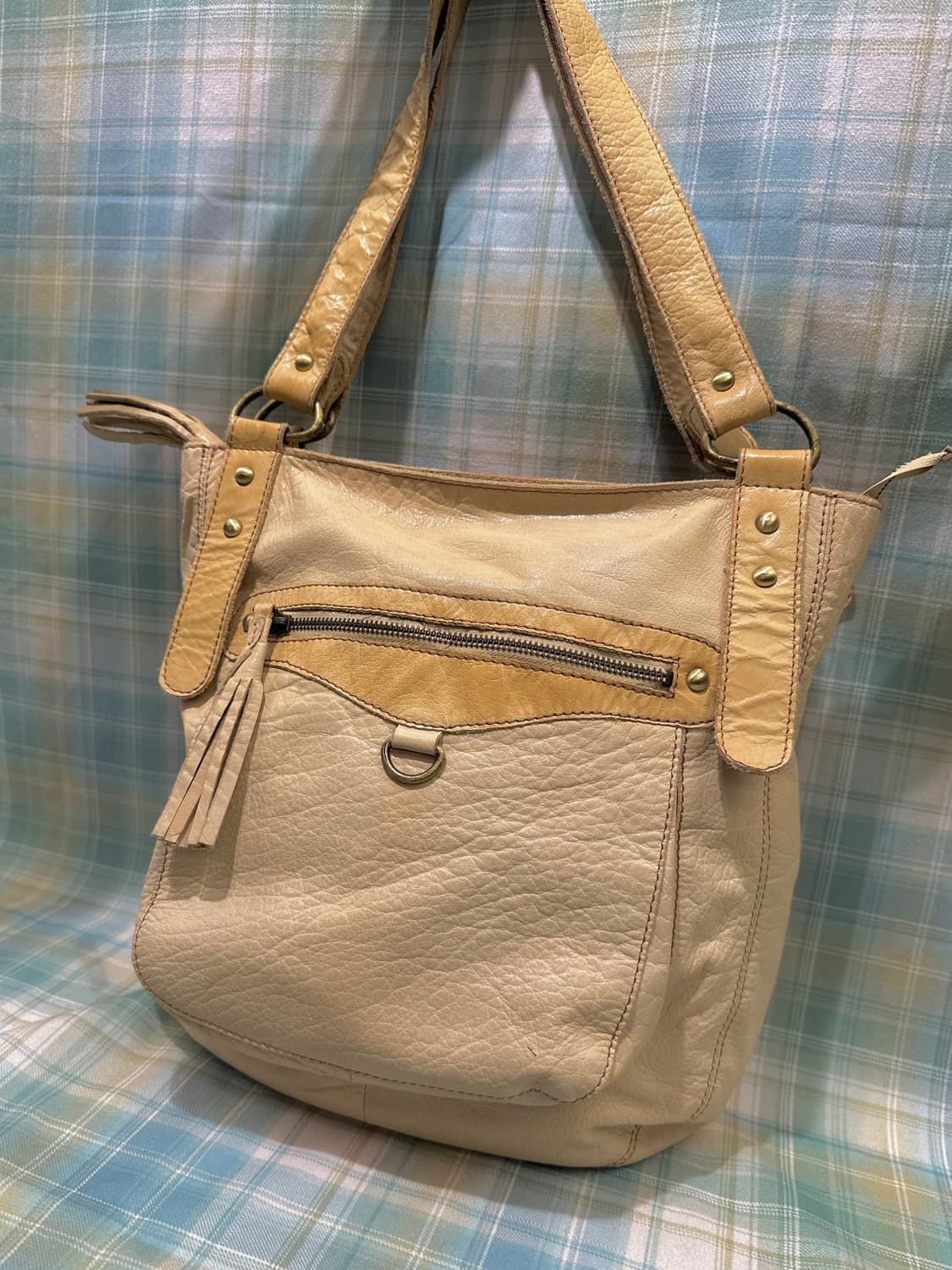 Yellow Beige Real Leather Bag 상품이미지1