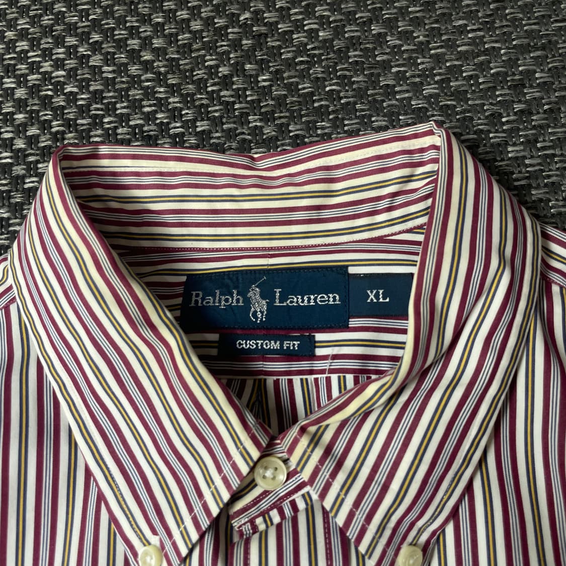 폴로 랄프로렌 레드 옐로우 스트라이프 긴팔 셔츠 커스텀핏 XL 상품이미지4