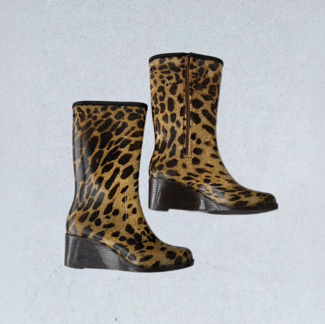Leopard Wedge Wellies 레오파드 레인부츠 웨지 갸루 상품이미지1
