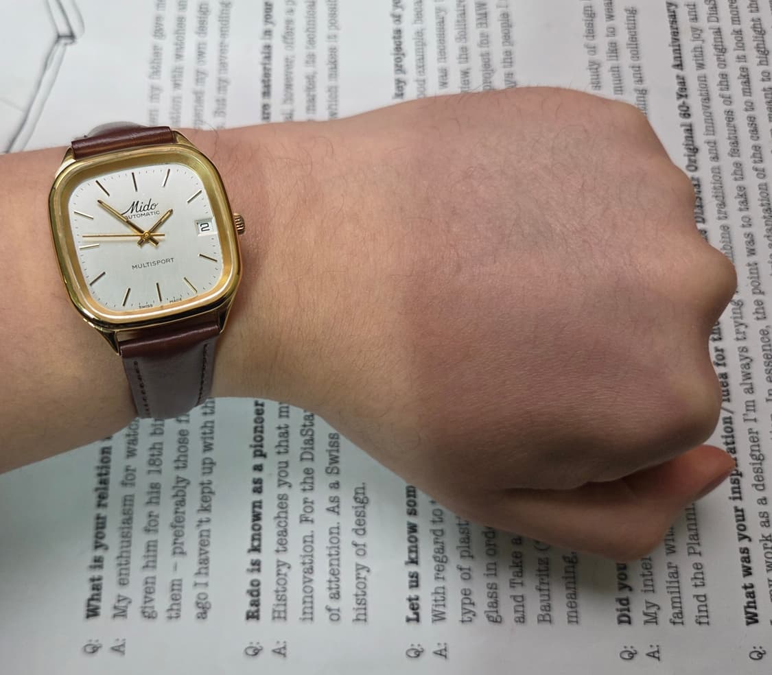 레어] 빈티지 미도(MIDO) 멀티스포트 사각탱크 실버판 필기체로고 오토 상품이미지8