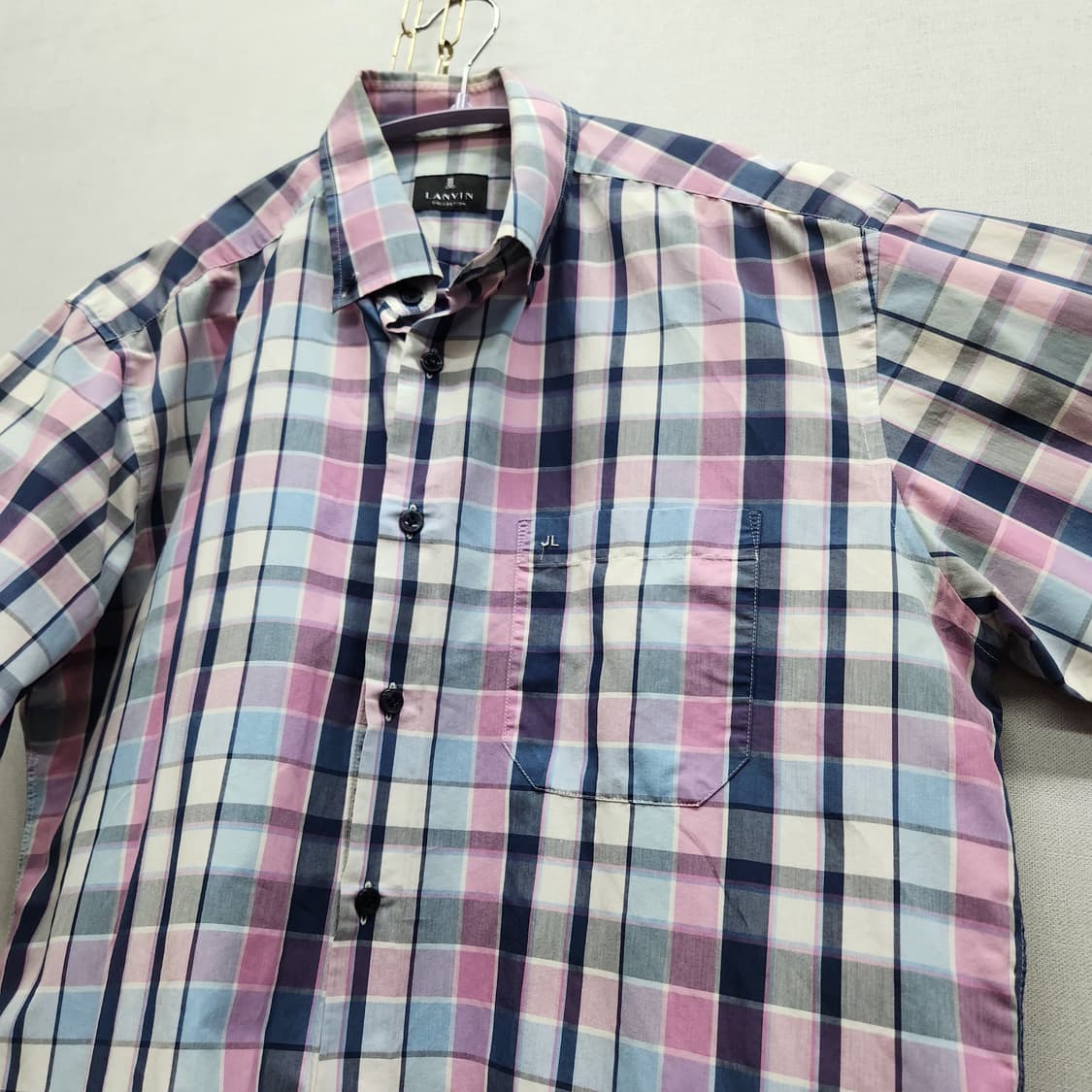 랑방 원포켓 로고자수 체크 반팔셔츠 105(L~XL) 상품이미지3