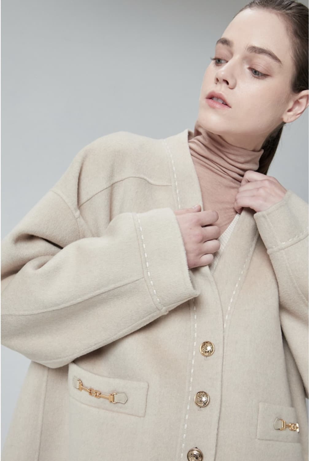 (한섬) 시스템 체인 디테일 울캐시미어 자켓 상품이미지3