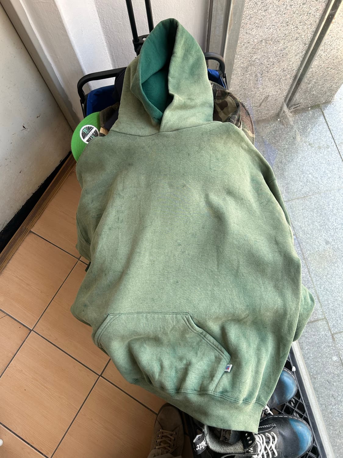 90‘s 러셀 페이딩 후디 그린 XXL 상품이미지1