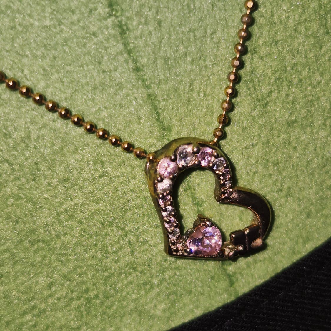 90s 꾸레쥬 드롭 하트 핑크 크리스탈 목걸이 상품이미지6