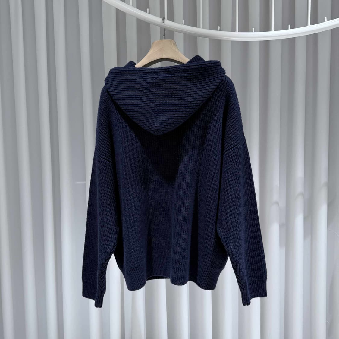 XS / 셀린느 울 리브드 네이비 니트후드 상품이미지4