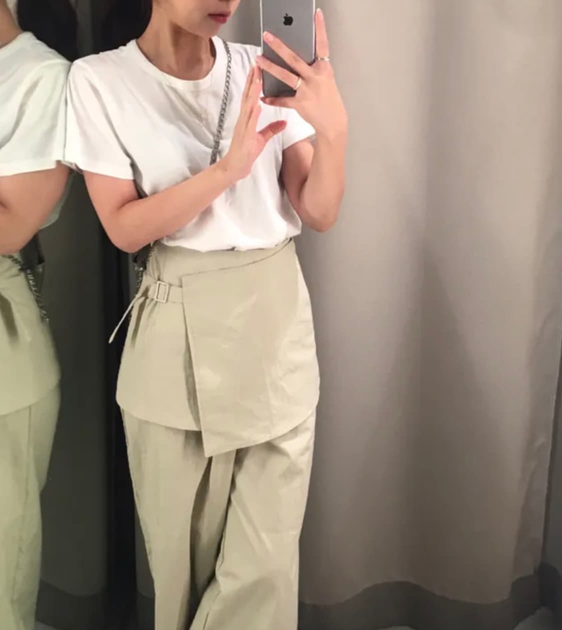 스커트 랩 레이어드 슬랙스 팬츠 상품이미지1