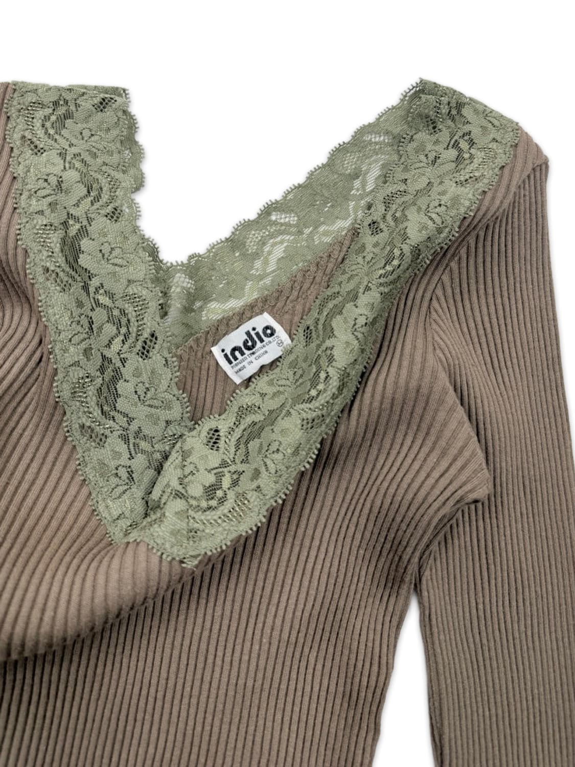 빈티지 브라운 카키 레이스 긴팔 니트 상품이미지4