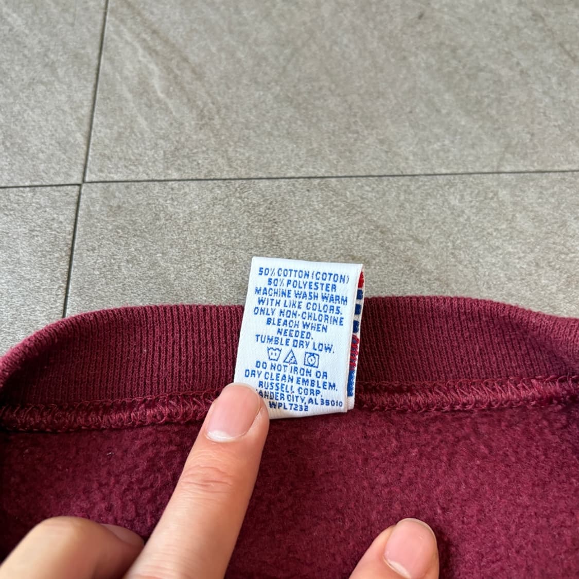 90s Russell 90년대 생산 러셀 블랭크 버건디 스웻셔츠 상품이미지6