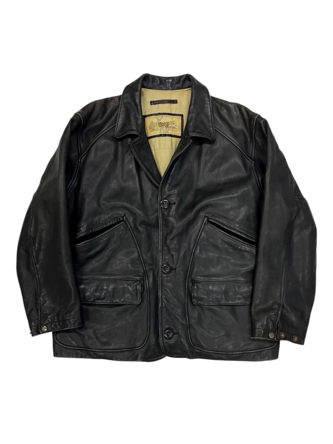 8-90's Chevignon 소가죽 헌팅 자켓 상품이미지1