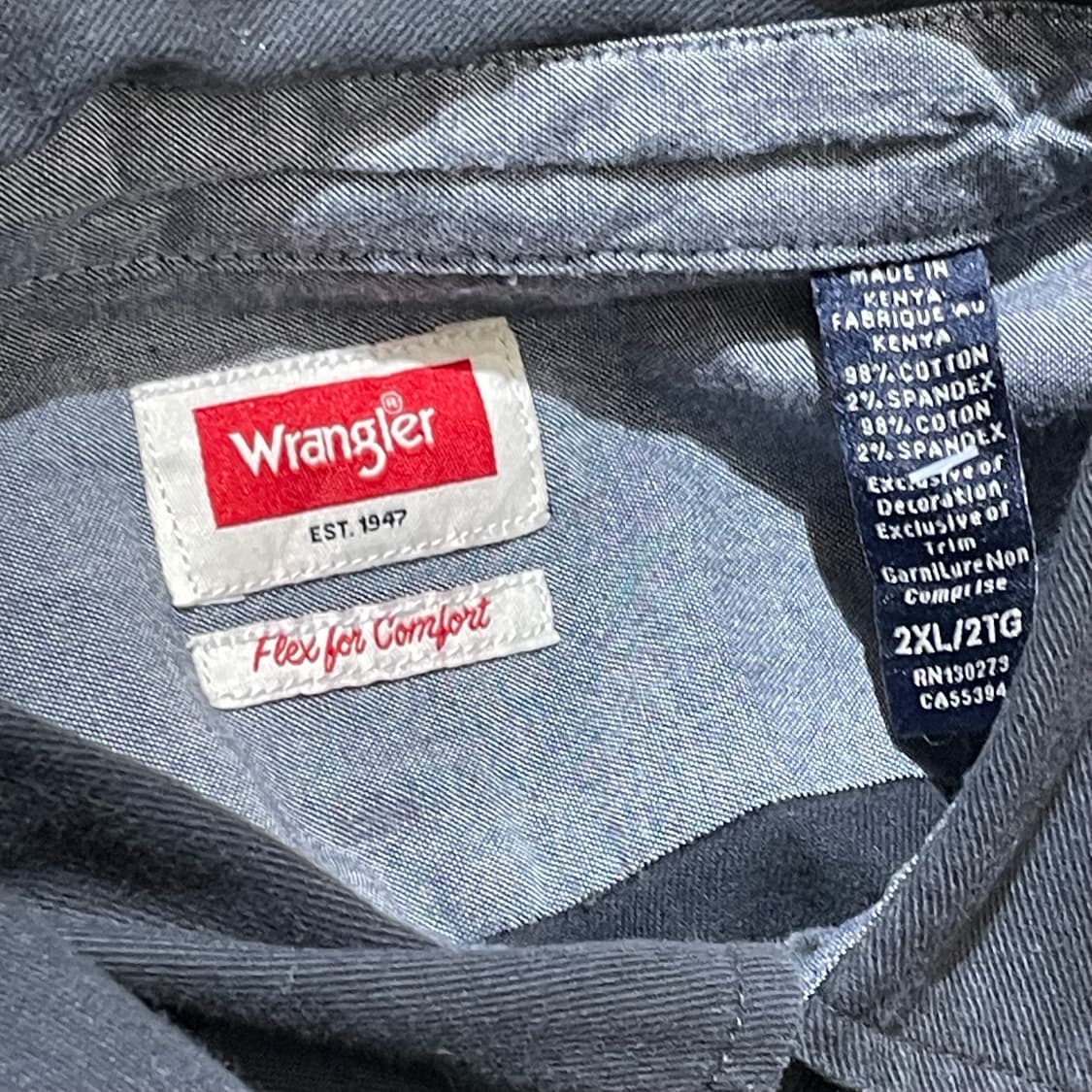(2XL) Wrangler 랭글러 코튼 데님 셔츠 상품이미지4