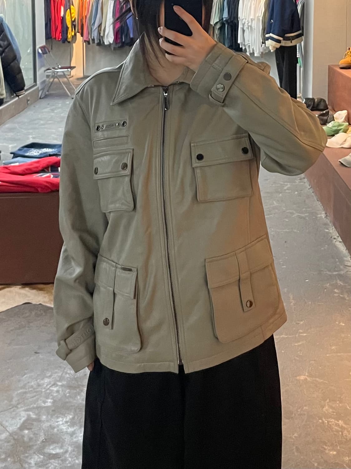 본더치 포켓 유틸리티 양가죽 레더 자켓 H2205 상품이미지1