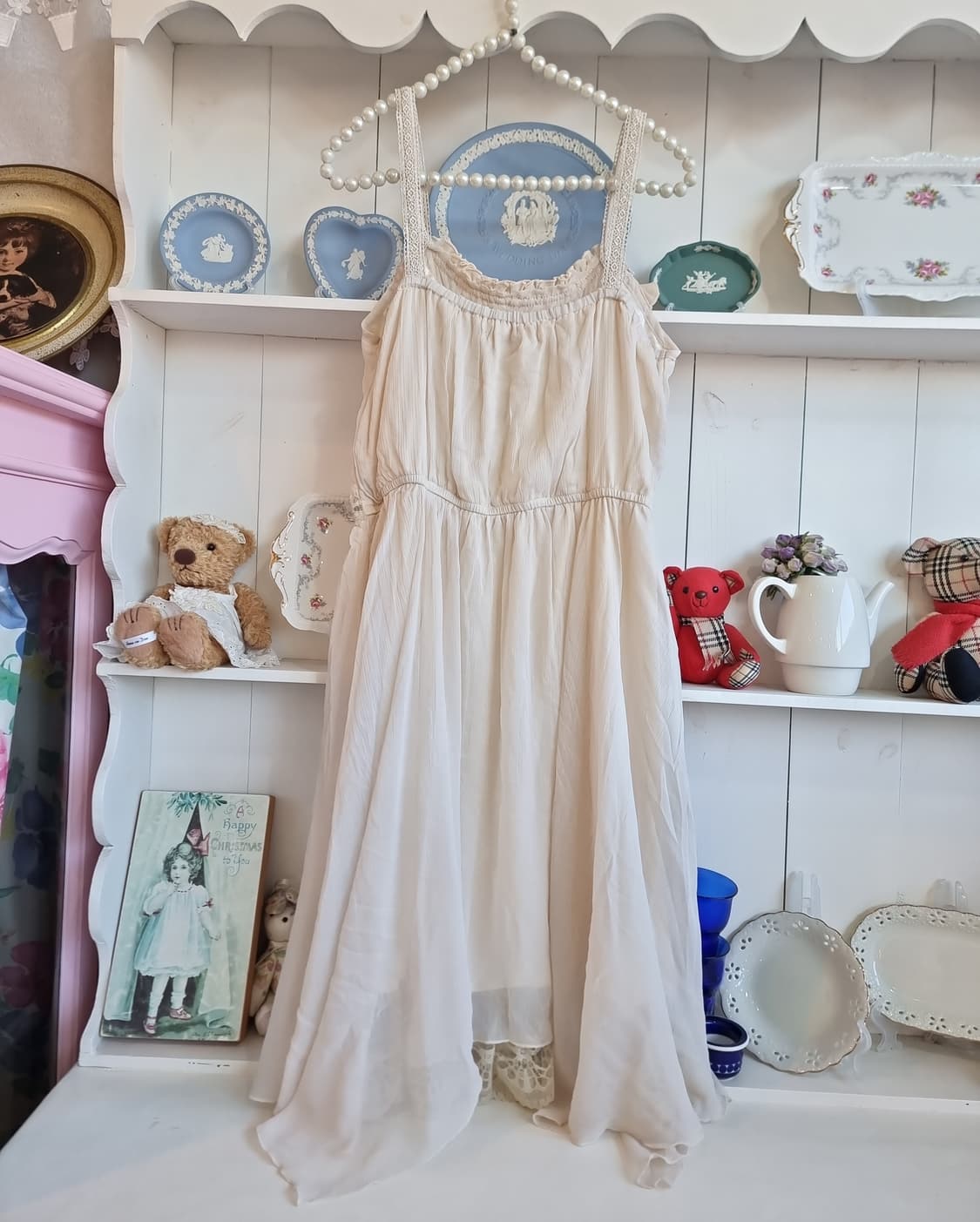 아이보리 레이스 롱 원피스 빈티지 스타일 상품이미지7