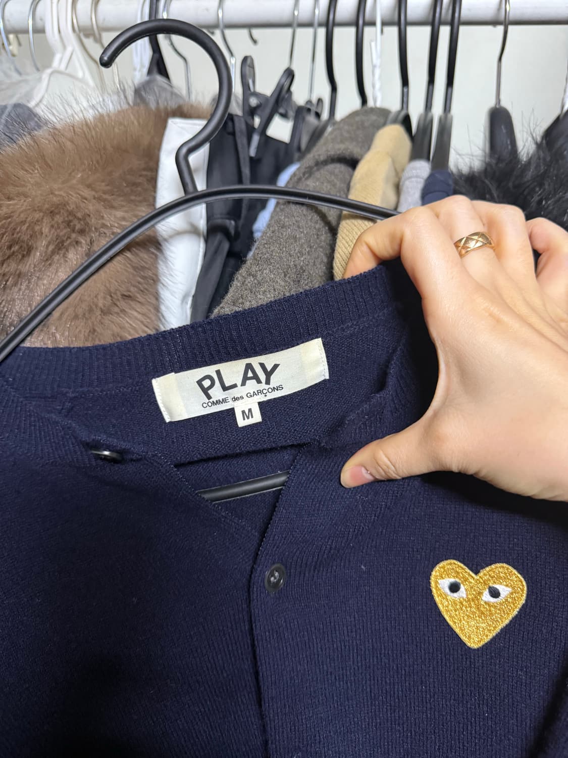 꼼데가르송 골드와펜 U넥 울 가디건 네이비 상품이미지4